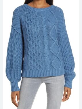Free People Dream Cable Knit Crewneck Sweater Size Large
